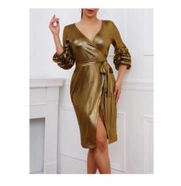 Ladies Party Wear Golden Dress