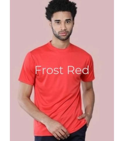 Frost Red Polyster Dri Fit Round Neck Half Sleeve T Shirt for Men