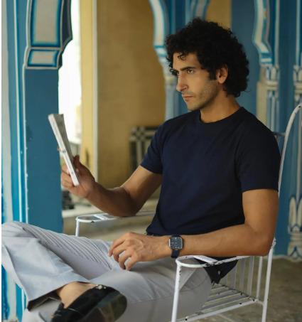 Midnight Navy Cotton Blend Solid Round Neck Half Sleeve T Shirt for Men