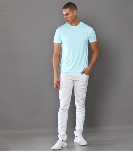 Mint Blue Dri Fit Round Neck Half Sleeve T Shirt for Men