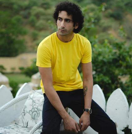 Yellow Cotton Blend Solid Round Neck Half Sleeve T Shirt for Men