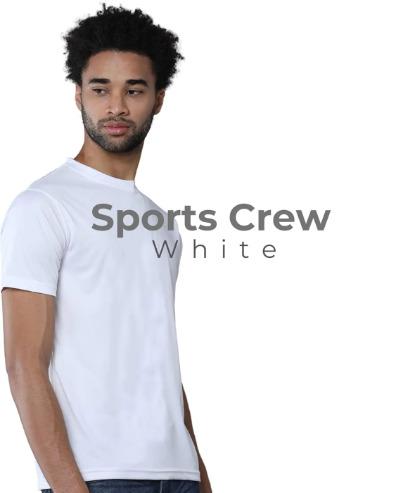 White Polyster Dri Fit Round Neck Half Sleeve T Shirt for Men