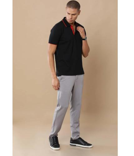 Classis Black Regular Fit Collar Polo T Shirt for Men