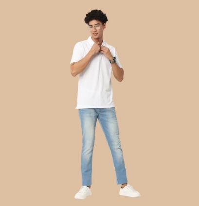 White Regular Fit Collar Polo T Shirt for Men