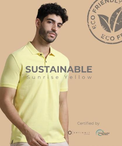 Sunrise Yellow Regular Fit Collar Polo T Shirt for Men