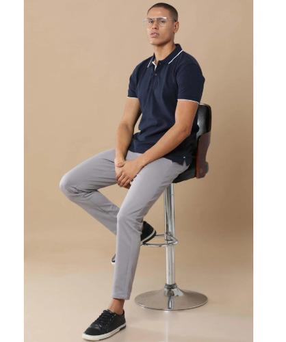 Midnight Navy Regular Fit Collar Polo T Shirt for Men