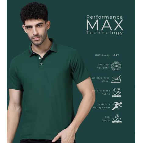 Bottle Green Poly Cotton Regular Fit Collar Polo T Shirt for Men