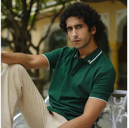Bottle Green Regular Fit Collar Polo T Shirt for Men