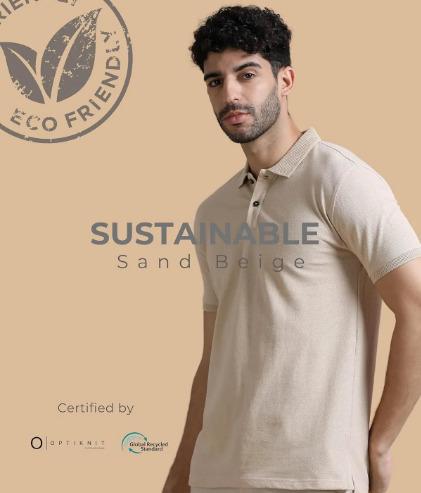 Sand Beige Regular Fit Collar Polo T Shirt for Men