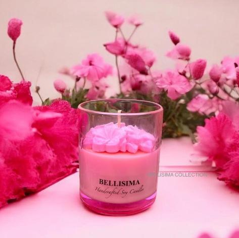 Pink Jar Soy Candle with floral topper 150 ml 