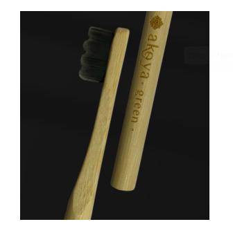 Akoya Green Organic Premium Toothbrush Charcoal Infused Floss-Tip Bristles (ultrasoft)