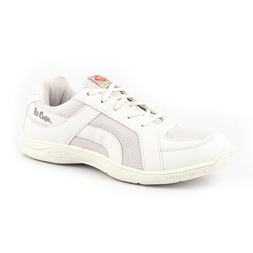 PU With Mesh White School Shoe