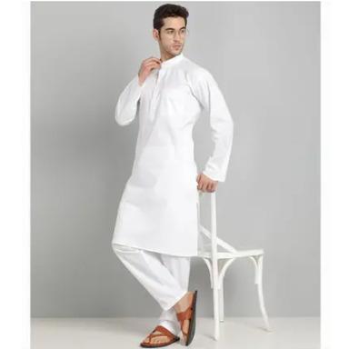 Men Pure Cotton White Kurta Set