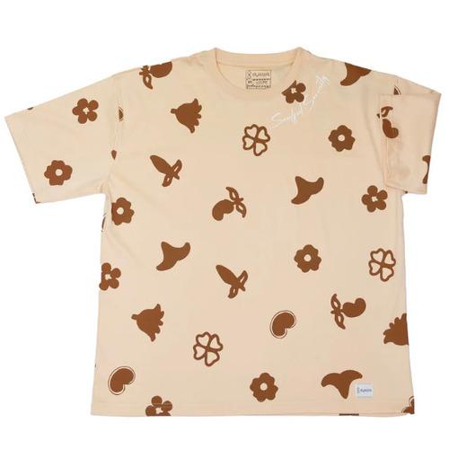 Soulful serenity, block print oversized crew neck tshirt