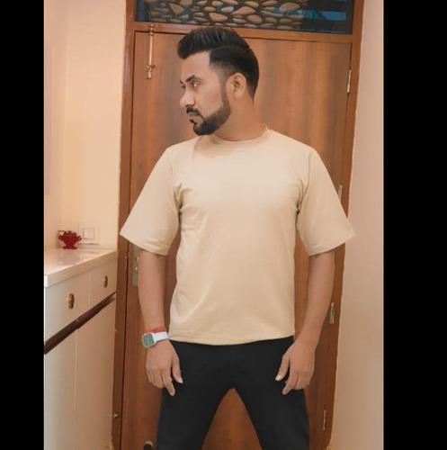 Plain Solid Oversized Beige Tshirt