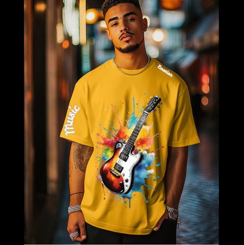 Guitar Music Oversized Yellow Tshirt