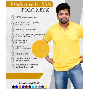Yellow Colour Polo Neck T-Shirt