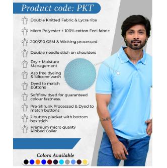 Light Blue Colour Polo Neck T-Shirt