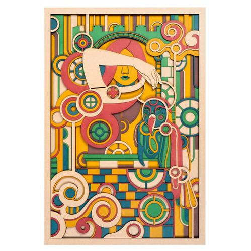 Abstract Female & Bird 3D Wood Art