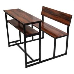 Brown Wooden School Benches With Desk