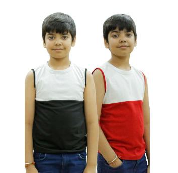 Chombooka Double Color Sleeveless Combo Boys Cotton Vest