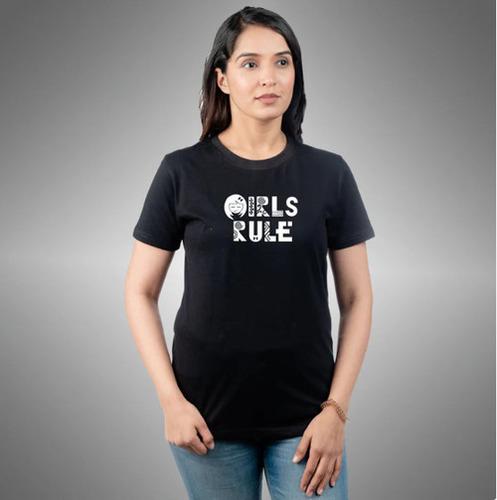 Chombooka Girls Rule Women Half Sleeves T-Shirts