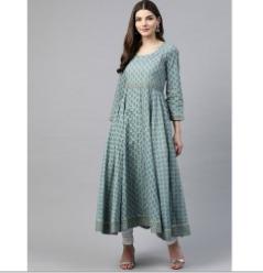 Ladies Divena Indigo Blue Printed High Low Kurti