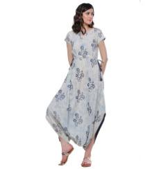 Ladies Indigo Hand Block Dhoti Style Cotton Kurti