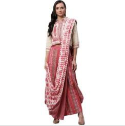 Ladies Drape Style Kurti Palazzo Set With Attached Dupatta