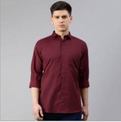 Millennial Mens Solid Red Cotton Full Sleeves Shirts
