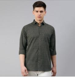 Printed Millennial Mens Black Cotton Full Sleeves Shirts
