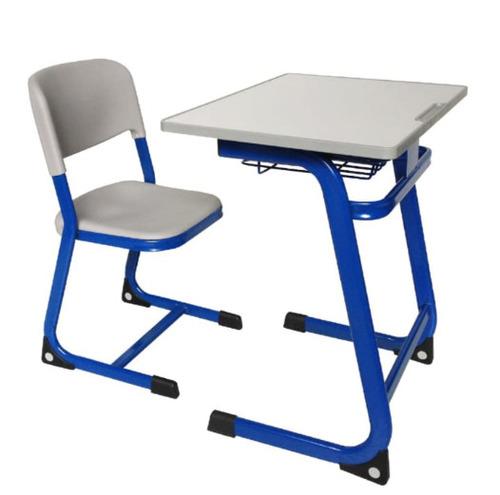 Blue & White Wooden School Benches With Desk