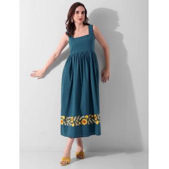 Amber Bloom Border Midi Dress