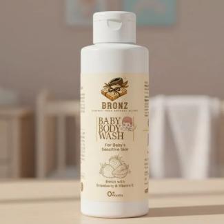BRONZ Baby Body Wash Enrich With Strawberry & Vitamin E For Baby's Delicate Skin 0+ Months 100ml