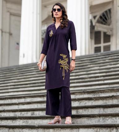 Women Rayon Print Kurta With Palazzo-ESHANI