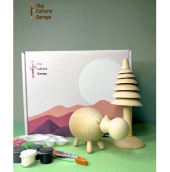Hippo and Tree Wooden Toy painting kit