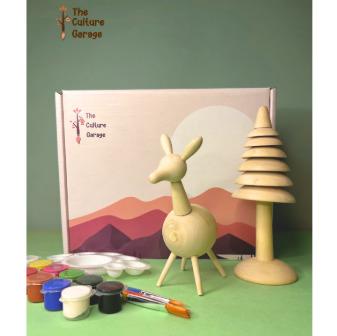 Deer and Tree Wooden Toy painting kit