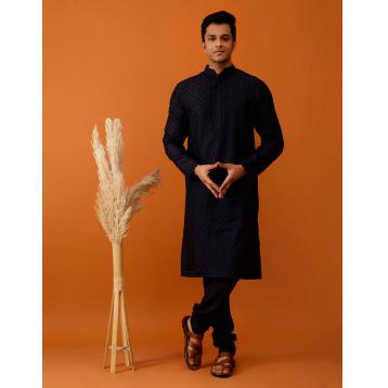 Long Kurta Chudidar Sleek Black Kurta