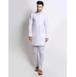 Elegant White Mid-Length Kurta Set