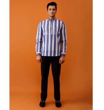 Short Kurta Blue and White Vertically Striped