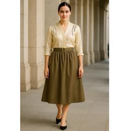Golden Hour Chanderi Top & Giza Cotton Belted Skirt Set