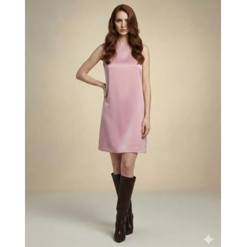 Pink Satin A-Line Dress for Women | Luxury Sleeveless Western Wear