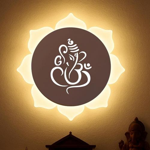 Flower Shape Ganpati Wall Light - Rose Gold