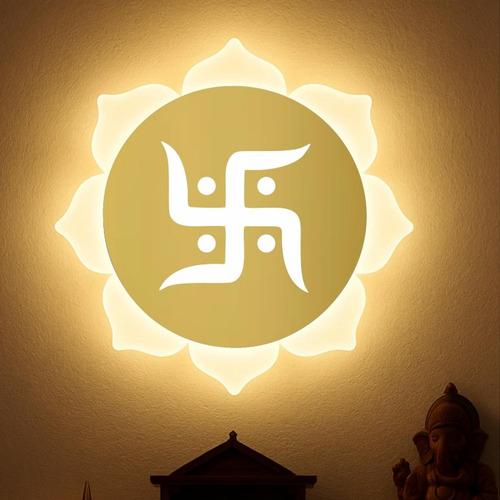 Flower Shape Swastik Wall Light - Gold