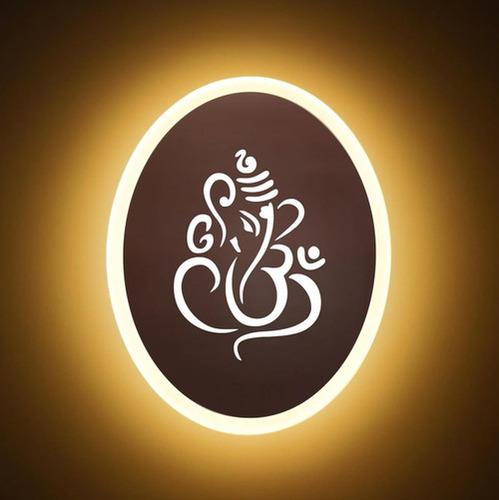 Oval Shape Ganpati Wall Light - Rose Gold