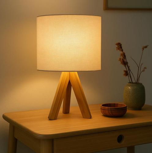 Teak Tripod LED Table Lamp