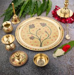 Brass Pooja Thali Set | 7 Pcs