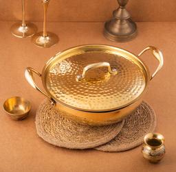 Brass Kadai with Lid - Hammered