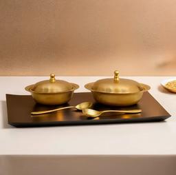 Kansa Chinese Bowls(Serving) with Spoon | Set of 2