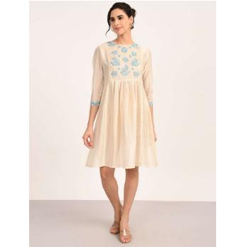 Ivory Chanderi Embroidery Dress